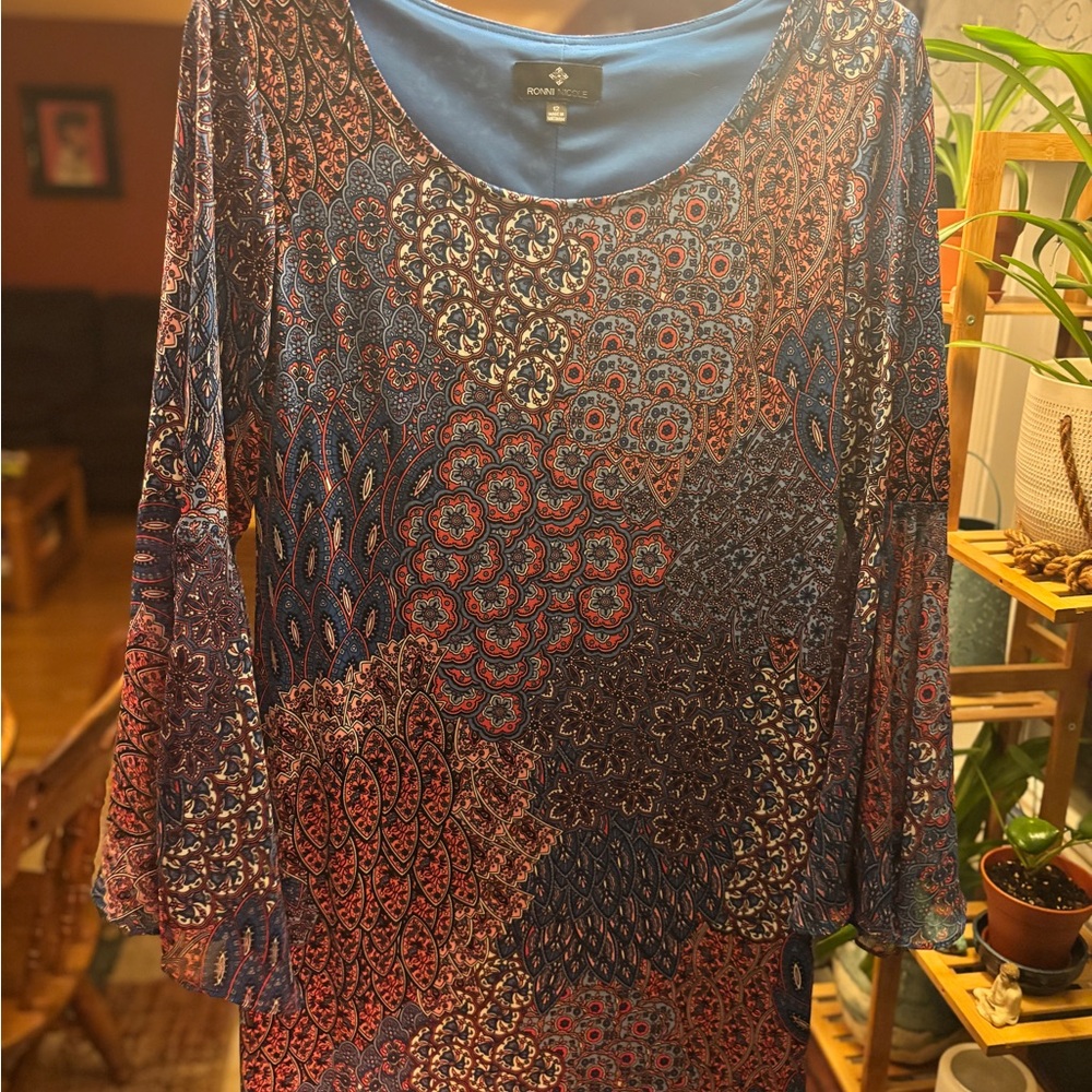 Ronni Nicole Patchwork Print Dress – XL